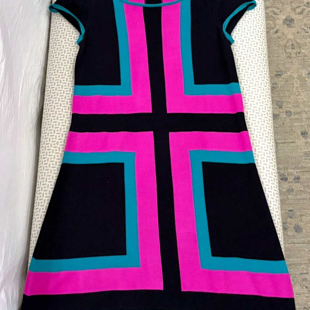 Lilly Pulitzer Fuchsia, Teal, and Navy Mini Dress, Excellent, Like New Condition